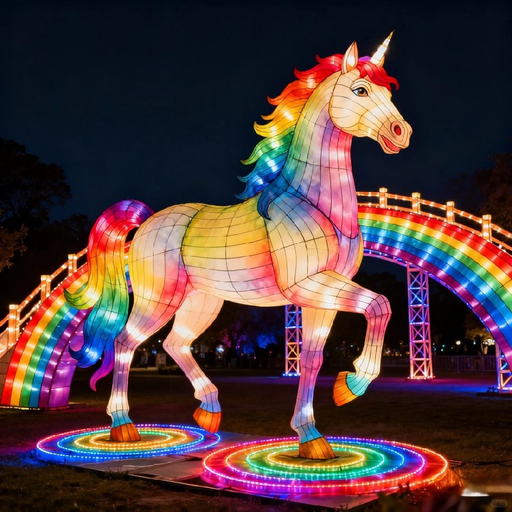 彩红马 独角兽马年花灯新年花灯